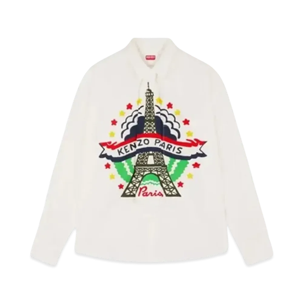 KENZO 'DRAWN VARSITY' Shirt with Removable Tie "White"