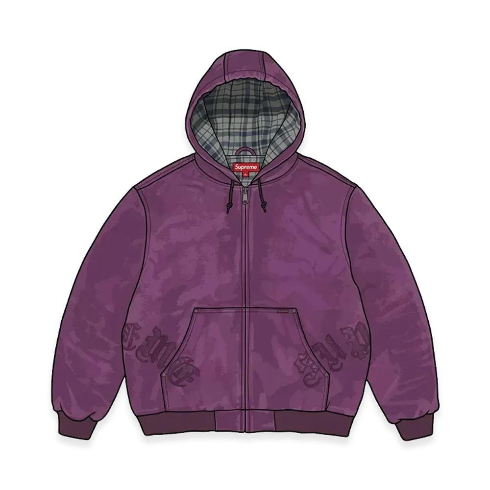 Supreme Leather Applique Hooded Work Jacket "Purple"