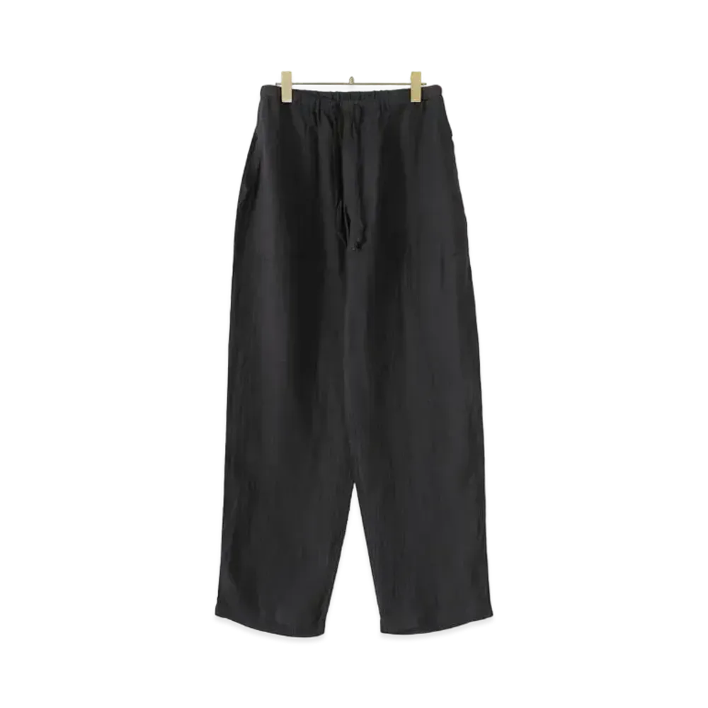 COMOLI Linen W Cross Drawstring Pants "Black"
