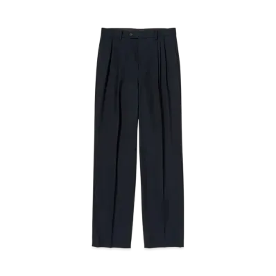 AURALEE Wool Kid Mohair Hop Sack Two-Tuck Slacks "Dark Navy"
