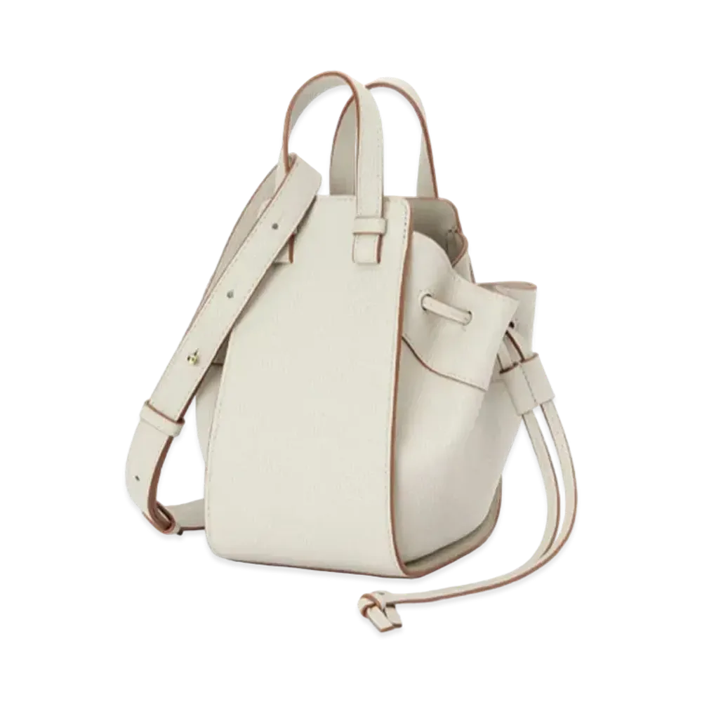 LOEWE Mini Hammock Drawstring In Pebble Grain Calfskin "Light Ghost"