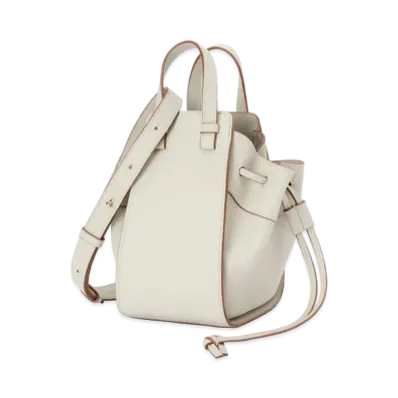 LOEWE Mini Hammock Drawstring In Pebble Grain Calfskin "Light Ghost"