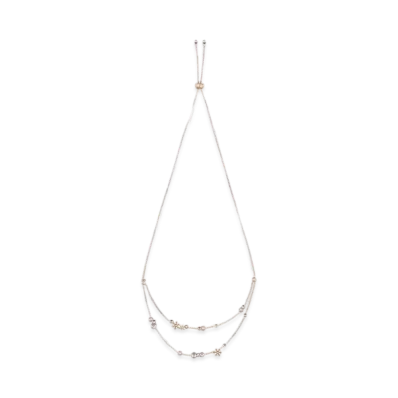 CHARLES & KEITH Snowflake Motif Pearl & Crystal Double Necklace "RoseGold"