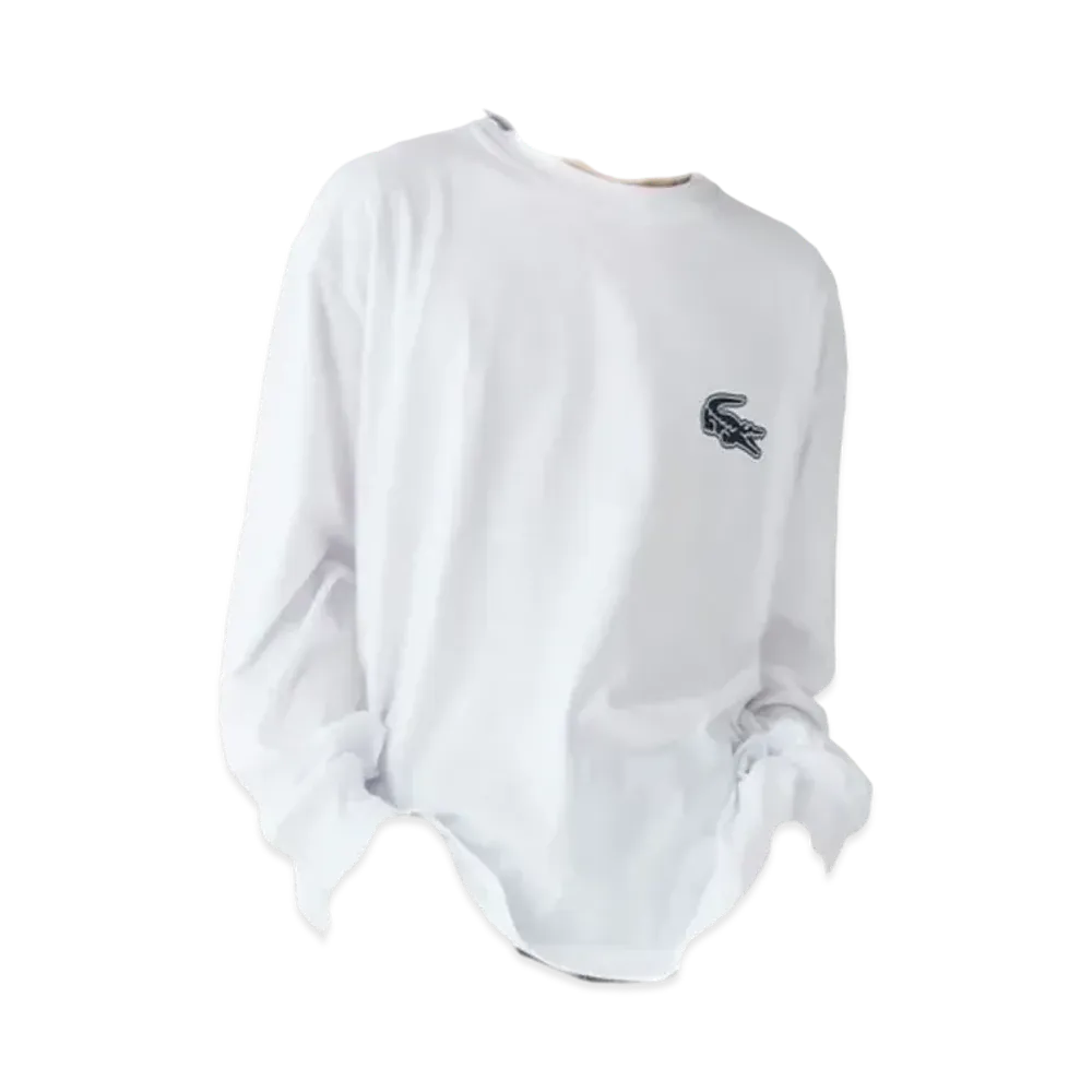 LACOSTE Oversized Back Print Long Sleeve T-Shirt "White"