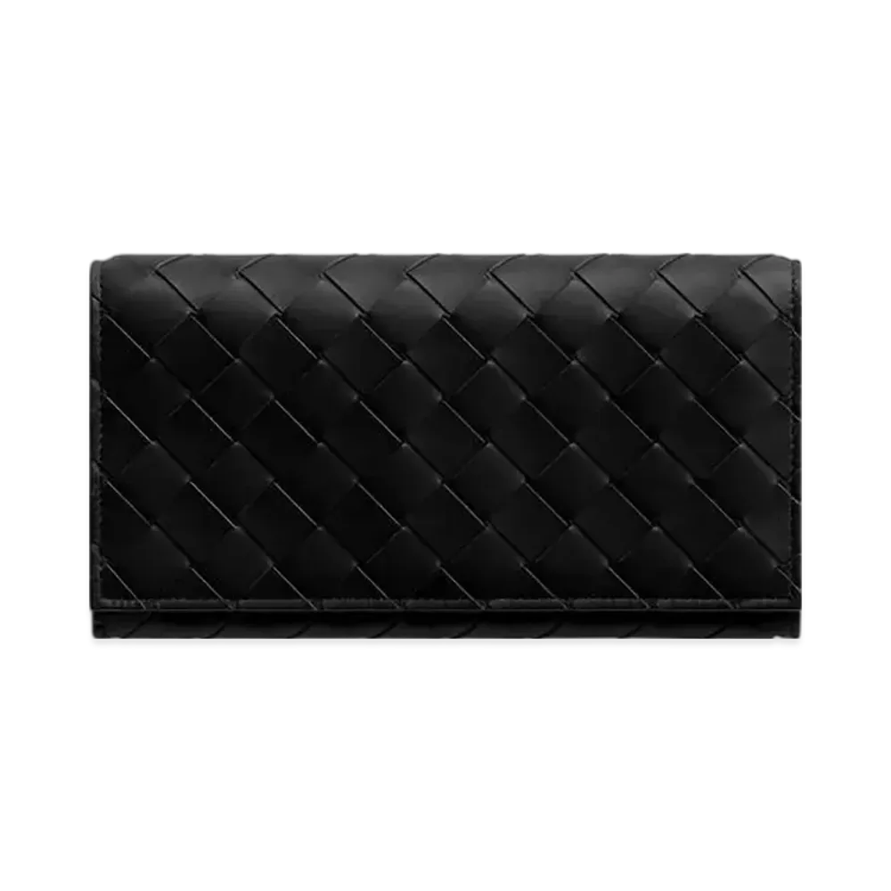 Bottega Veneta Intrecciato Long Wallet With Coin Purse "Nero"