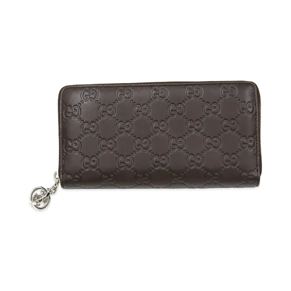 GUCCI Guccissima Interlocking G Charm Wallet "Brown"
