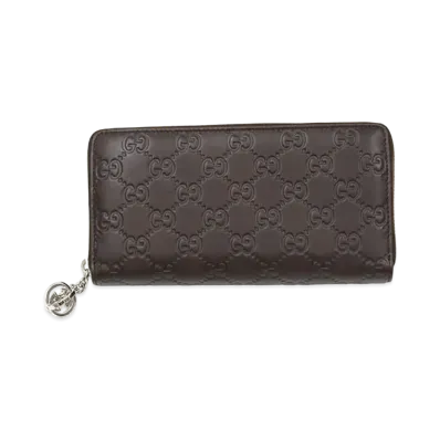 GUCCI Guccissima Interlocking G Charm Wallet "Brown"