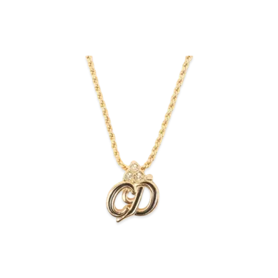 Dior CD Logo Rhinestone Necklace "Gold"