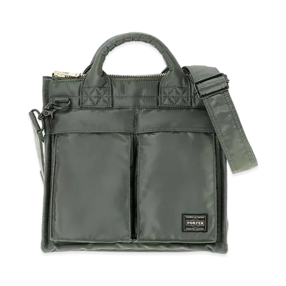 PORTER / TANKER Square Tote Bag "Sage Green"