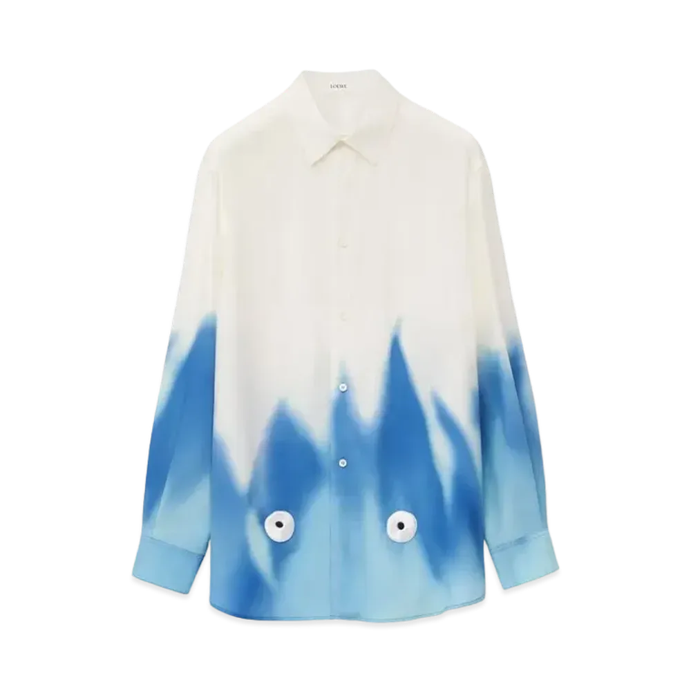 LOEWE x Howl's Moving Castle Calcifer Shirt In Viscose "White/Blue"