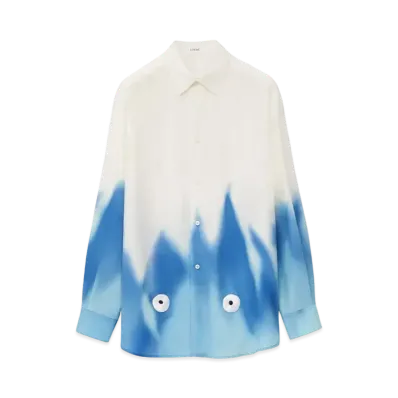 LOEWE x Howl's Moving Castle Calcifer Shirt In Viscose "White/Blue"