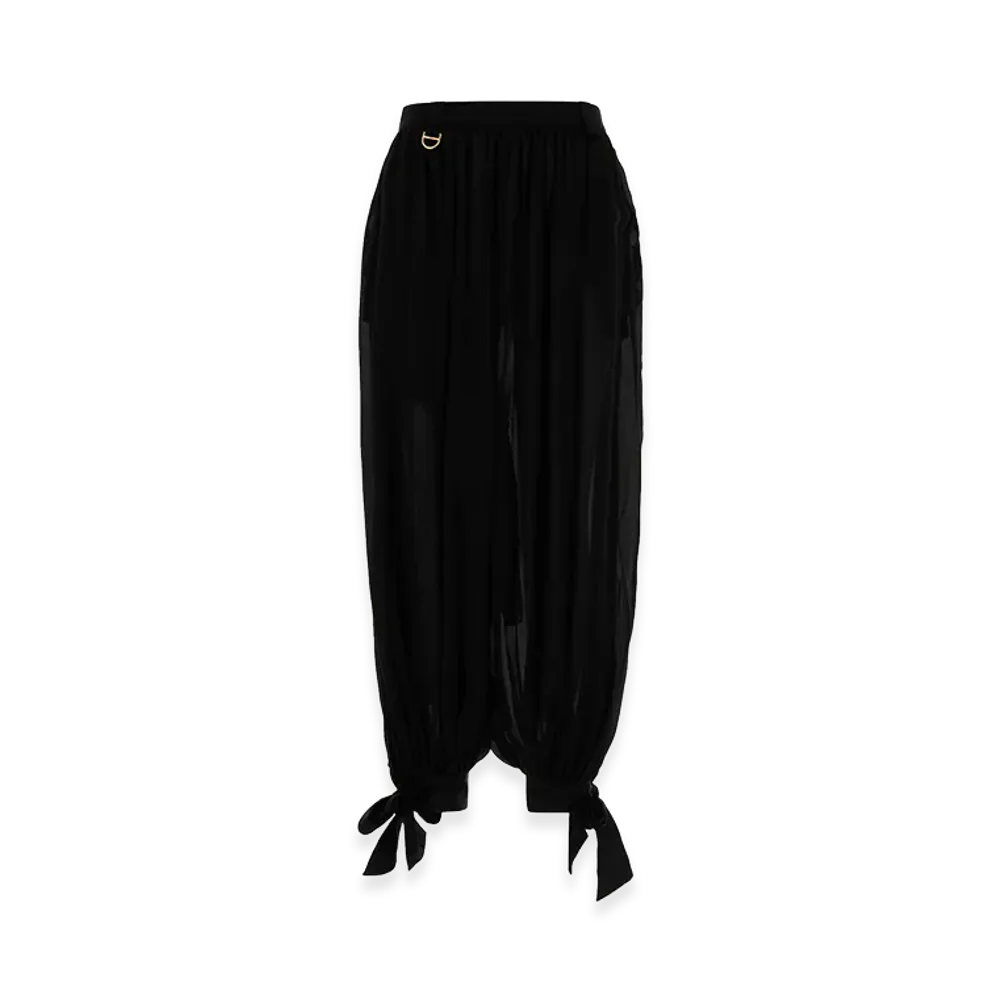 Chloe Women's Pleated Flare Pants In Silk-Blend Material "Black"