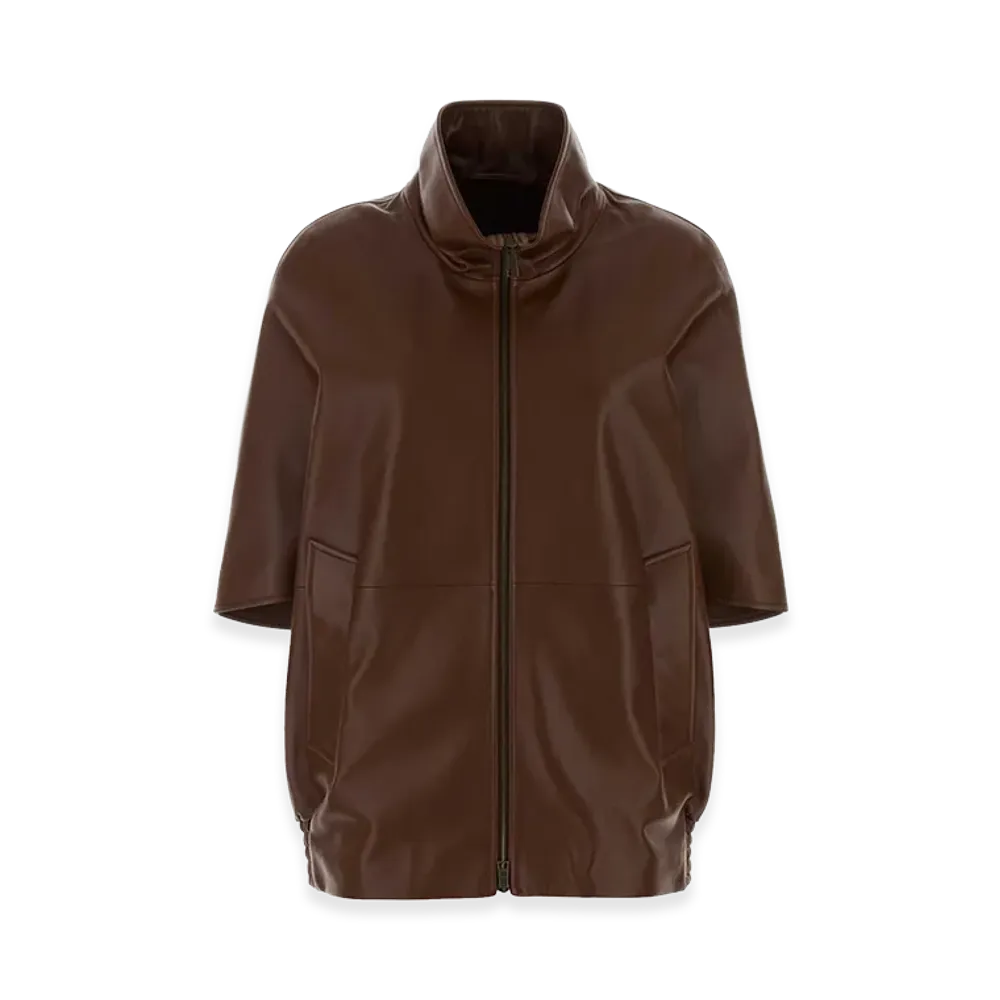 BALENCIAGA Women's Leather Jacket "Brown"
