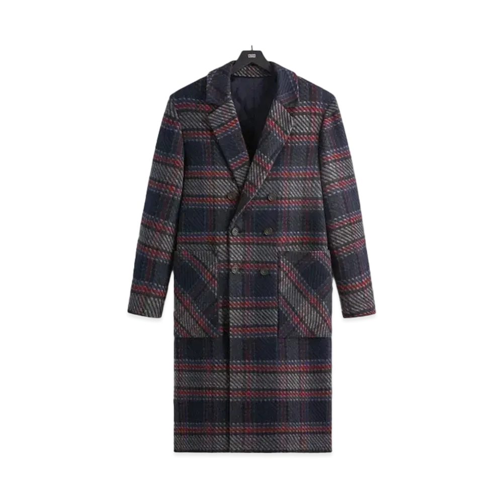 Kith x Bergdorf Goodman Plaid Double Breasted Royce Coat "Nocturnal"