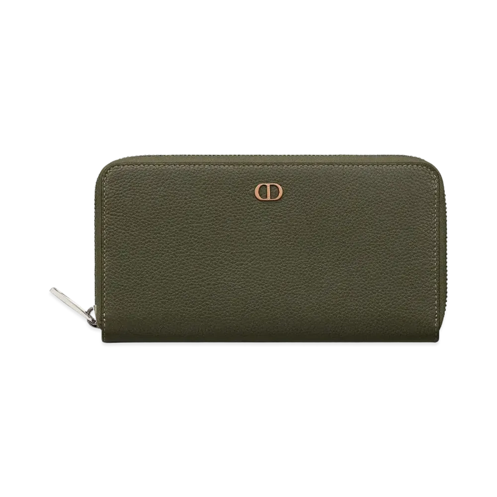 Dior Long Zip Wallet CD Icon Grained Calfskin "Olive"