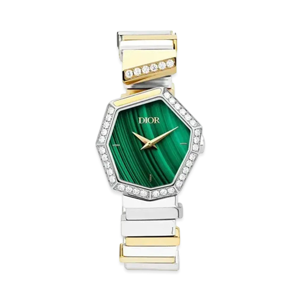 Dior Gem Dior 27mm Malachite and Diamonds "Steel/Yellow Gold"
