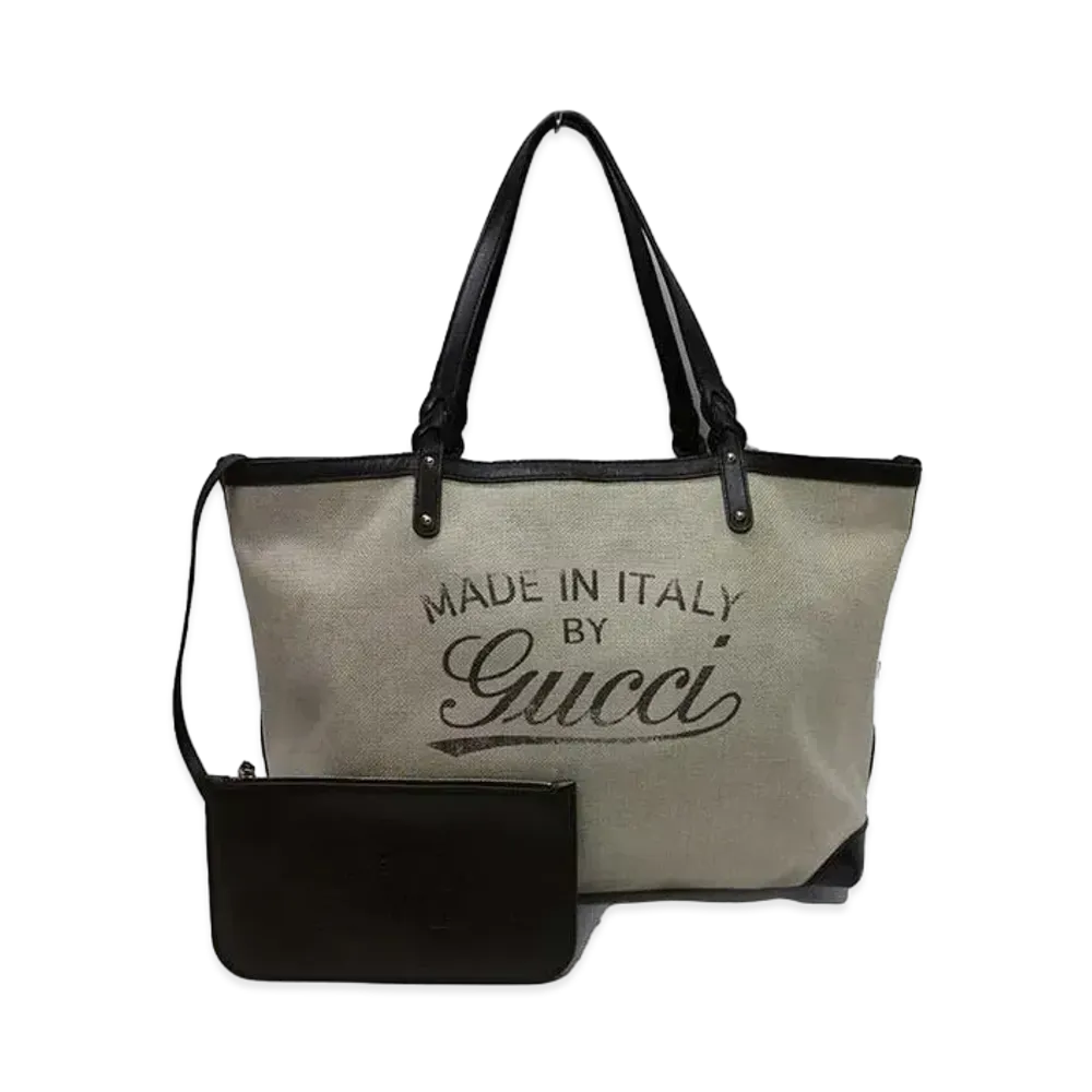 Gucci Logo Canvas Tote Bag "Black/Natural"