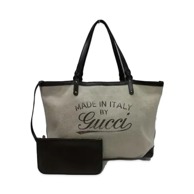 Gucci Logo Canvas Tote Bag "Black/Natural"