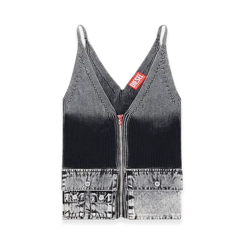Diesel M-Melly Knit Tank Top With Denim Cargo Pockets "Dark Gray"