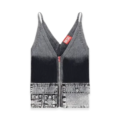 Diesel M-Melly Knit Tank Top With Denim Cargo Pockets "Dark Gray"