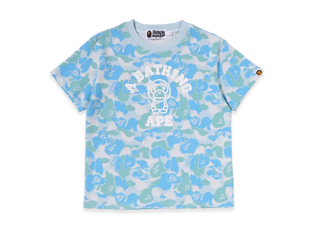 A BATHING APE Women's Baby Lisa ABC Camo College Mini Tee "Sax"