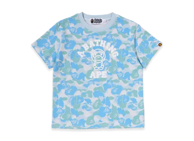 A BATHING APE Women's Baby Lisa ABC Camo College Mini Tee "Sax"