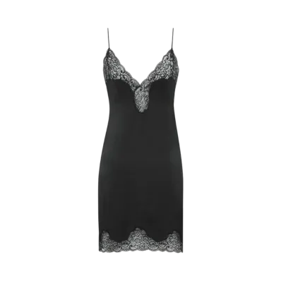 Saint Laurent Women's Slip Dress in Toile and Lace "Black"