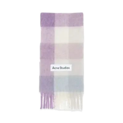 Acne Studios Mohair Check Scarf "Lilac White"