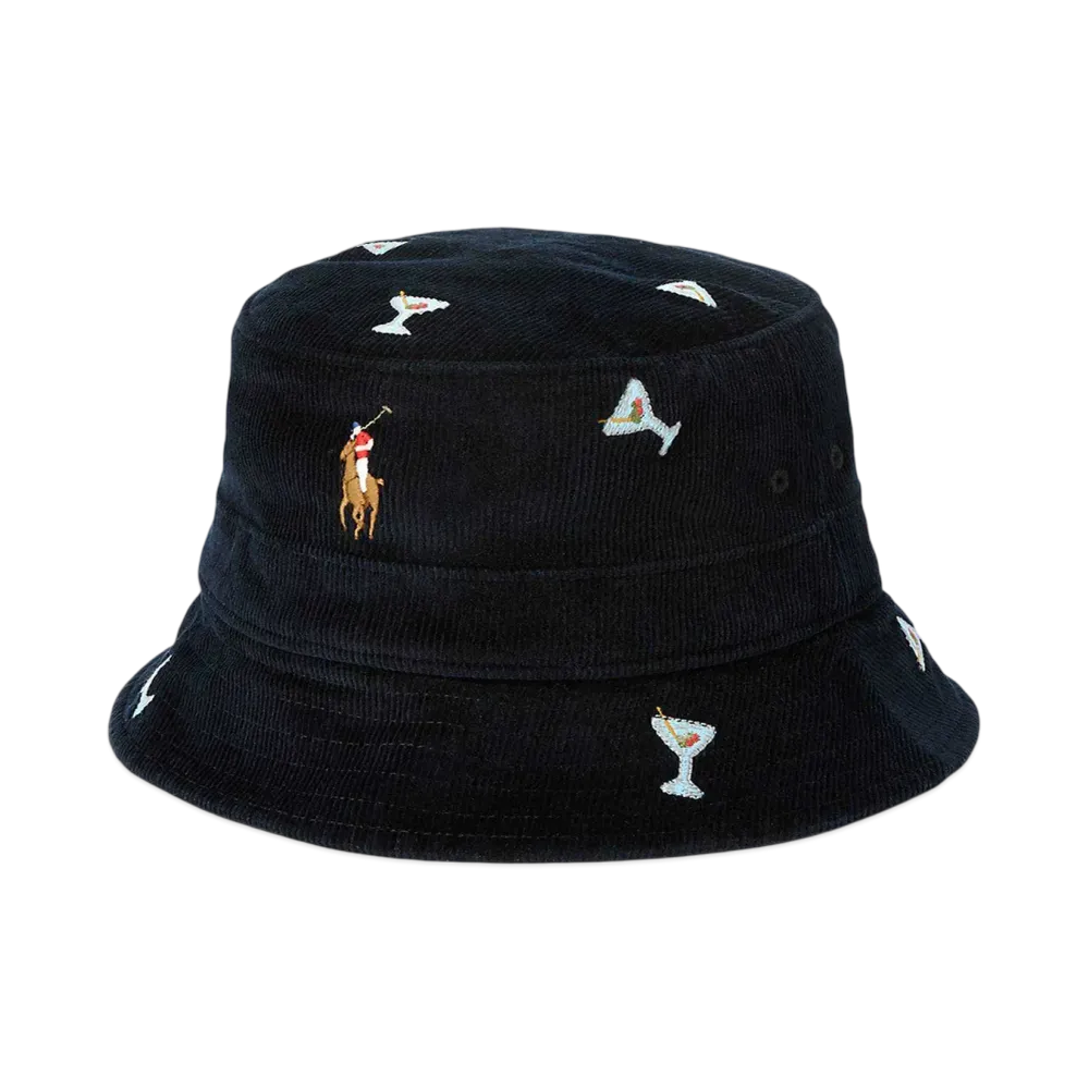 Polo Ralph Lauren Embroidery Corduroy Bucket Hat "Black"