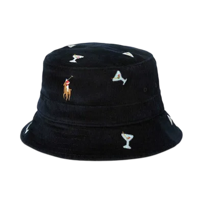 Polo Ralph Lauren Embroidery Corduroy Bucket Hat "Black"
