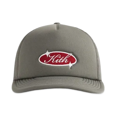 Kith Freeway Logo Poly Foam Nolan Trucker Hat "Caraway"