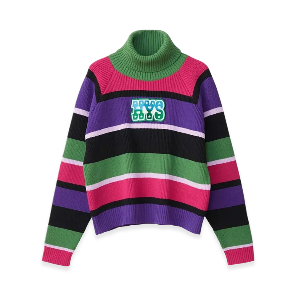 HYSTERIC GLAMOUR Campaign Logo Patch Striped Sweater "Green"