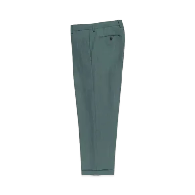 WACKO MARIA DORMEUIL / Striped Pleated Trousers (type-2) , Straight Trousers "Green"