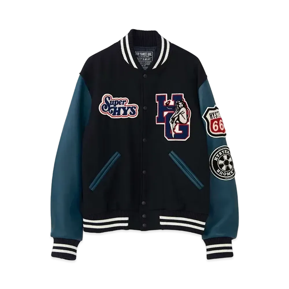 HYSTERIC GLAMOUR Motor City Fever Stadium Jacket "Navy"