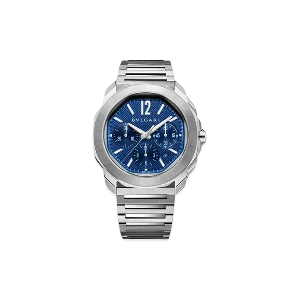 BVLGARI Octo Roma Chronograph Watch "Silver/Blue"