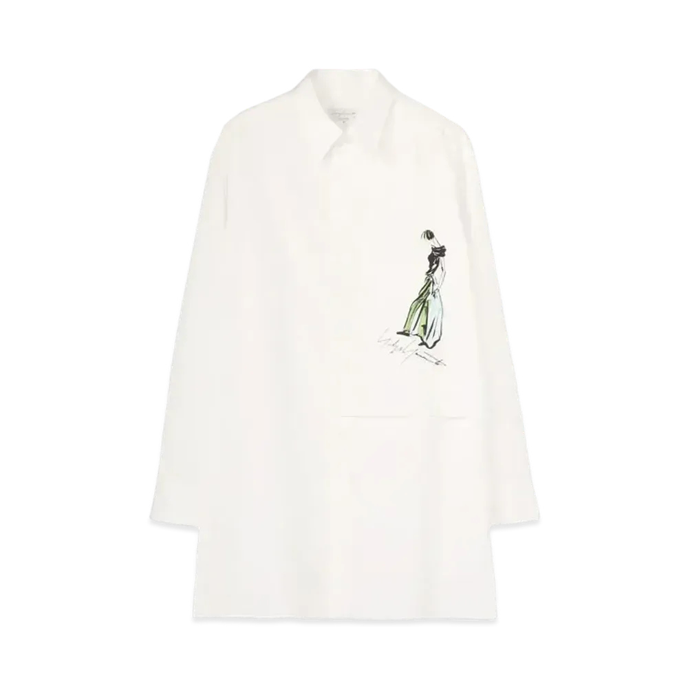 Yohji Yamamoto Pour Homme WOMAN PRINT LAYER BLOUSE "White"