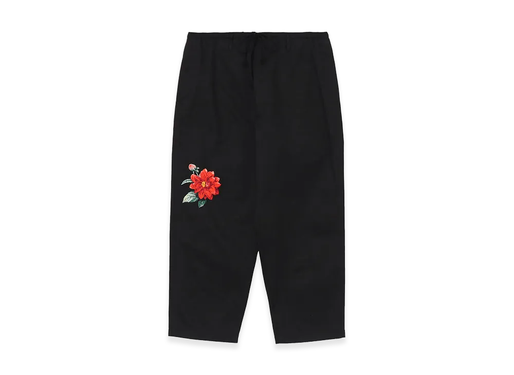WILDSIDE YOHJI YAMAMOTO Red Dahlia Embroidery Pants "Black"