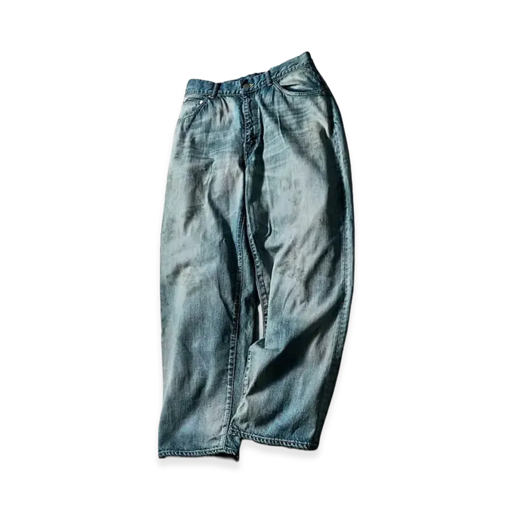 ANCELLM x Barneys New York Damaged Wide Denim Pants "Blue"