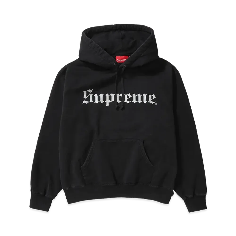 Supreme Washed Old English Hooded Sweatshirt "Black"
