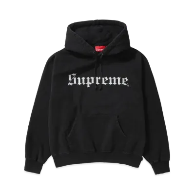 Supreme Washed Old English Hooded Sweatshirt "Black"