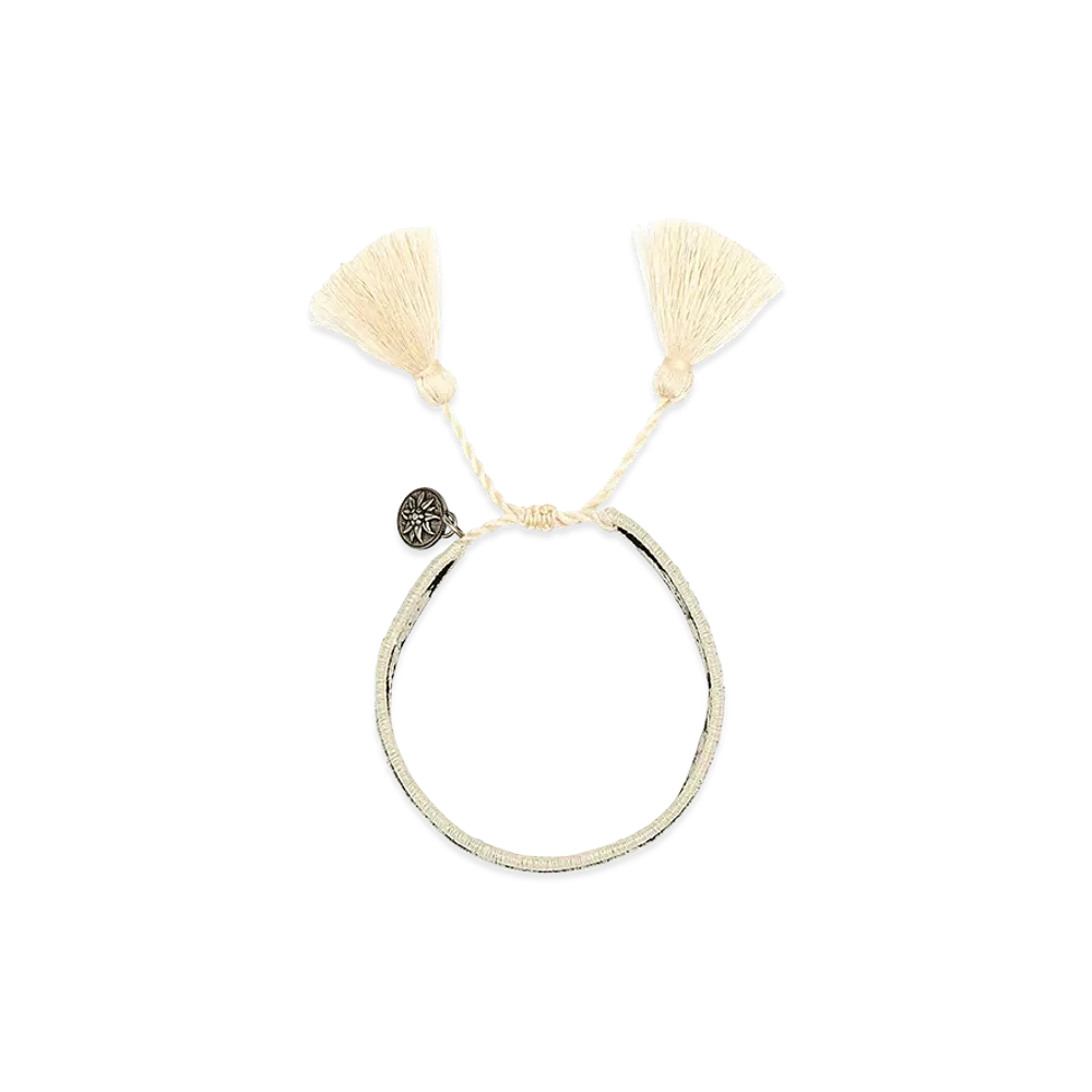 PRADA Women's Two-Tone Suede And Fabric Bracelet "White"
