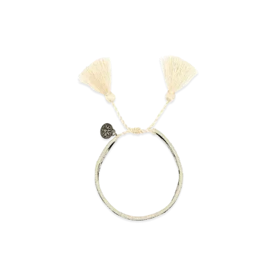 PRADA Women's Two-Tone Suede And Fabric Bracelet "White"