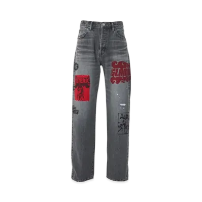 HYSTERIC GLAMOUR Diary of A Bad Girl Remake 60's XX Straight Denim Pants "Black"