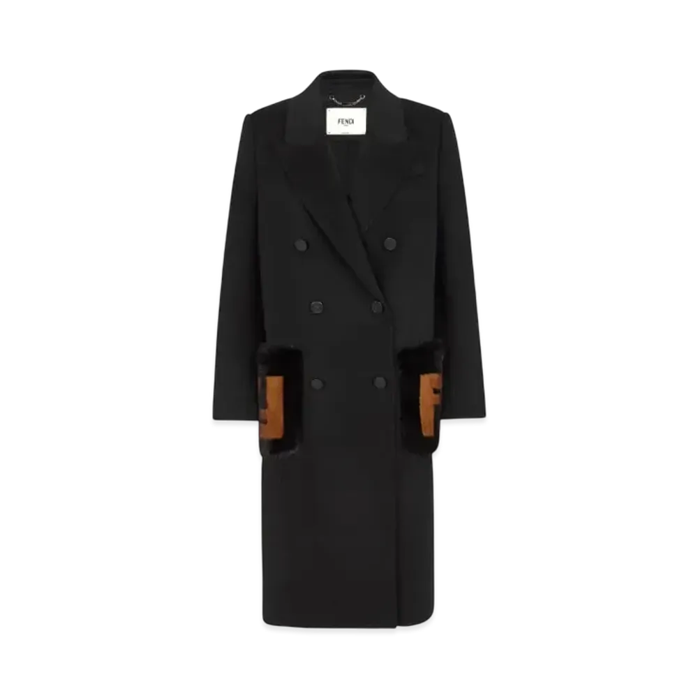 FENDI Women's Coat Wool Coat "Black"