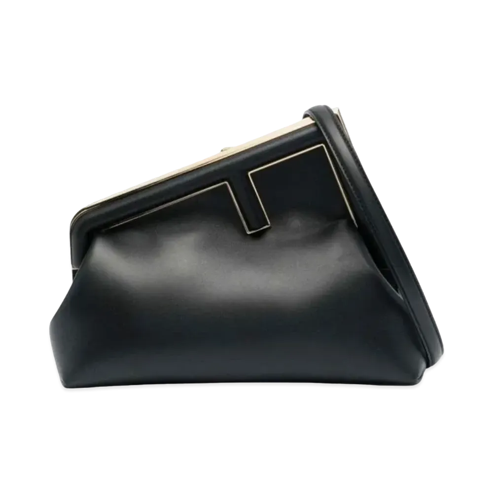 FENDI First Midi Leather Bag "Black"