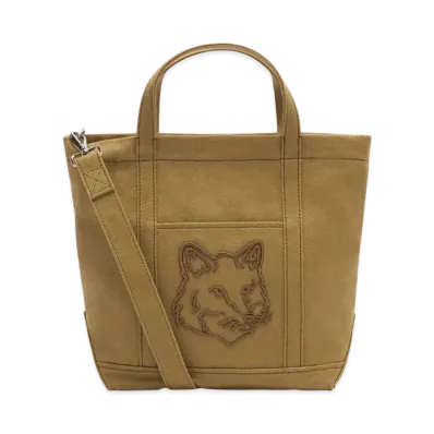 Maison Kitsune Fox Head Small Tote "Chesnut"