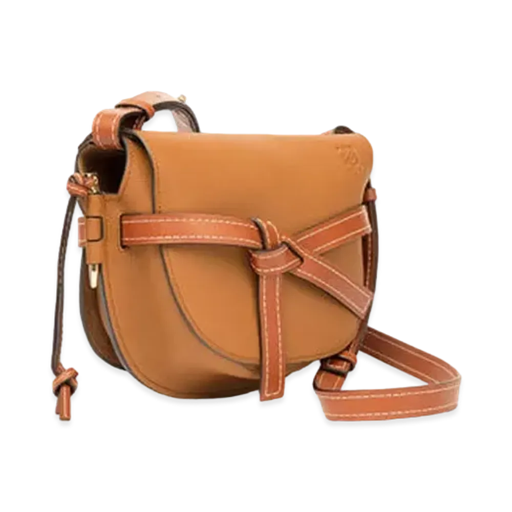 LOEWE Small Gate Bag In Soft Grained Calfskin "Light Caramel / Pecan"