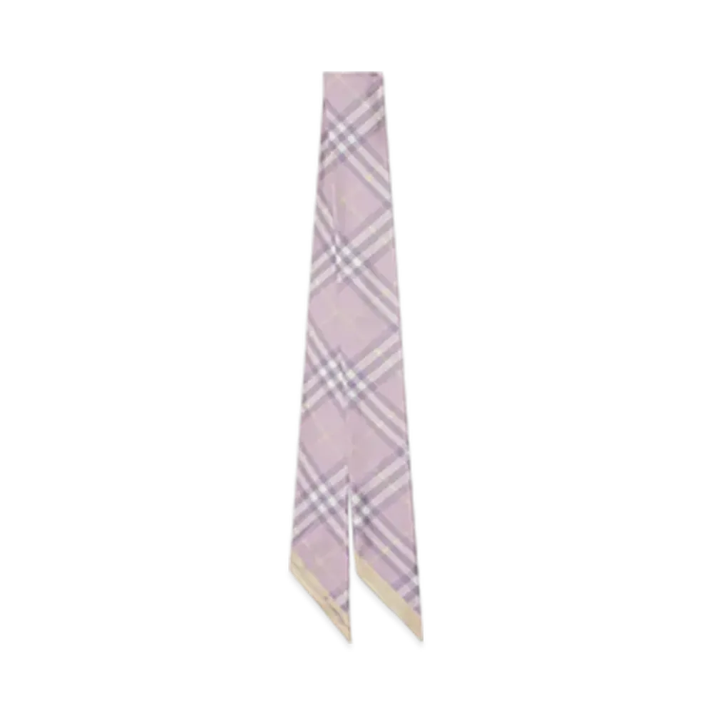 Burberry Skinny Contrast Check Silk Scarf "Dawn/Drizzle"