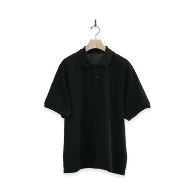 COMOLI Pique Short Sleeve Polo Shirt "Black"
