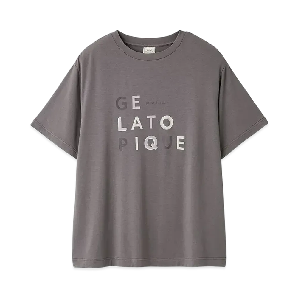 GELATO PIQUE Rayon Logo One Point T-Shirt "Dark Gray"